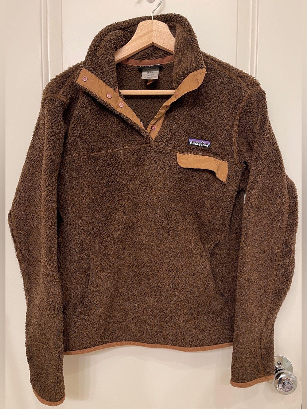 Patagonia Brown Sherpa Fleece Jacket with Tan Pocket